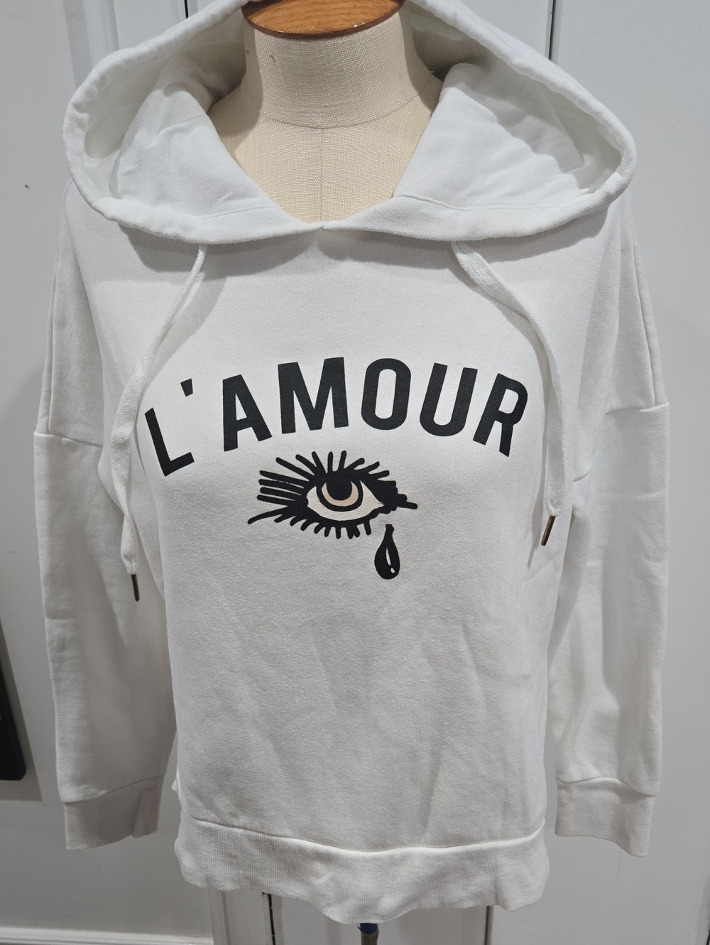 Betsey Johnson White L'AMOUR Graphic Hoodie